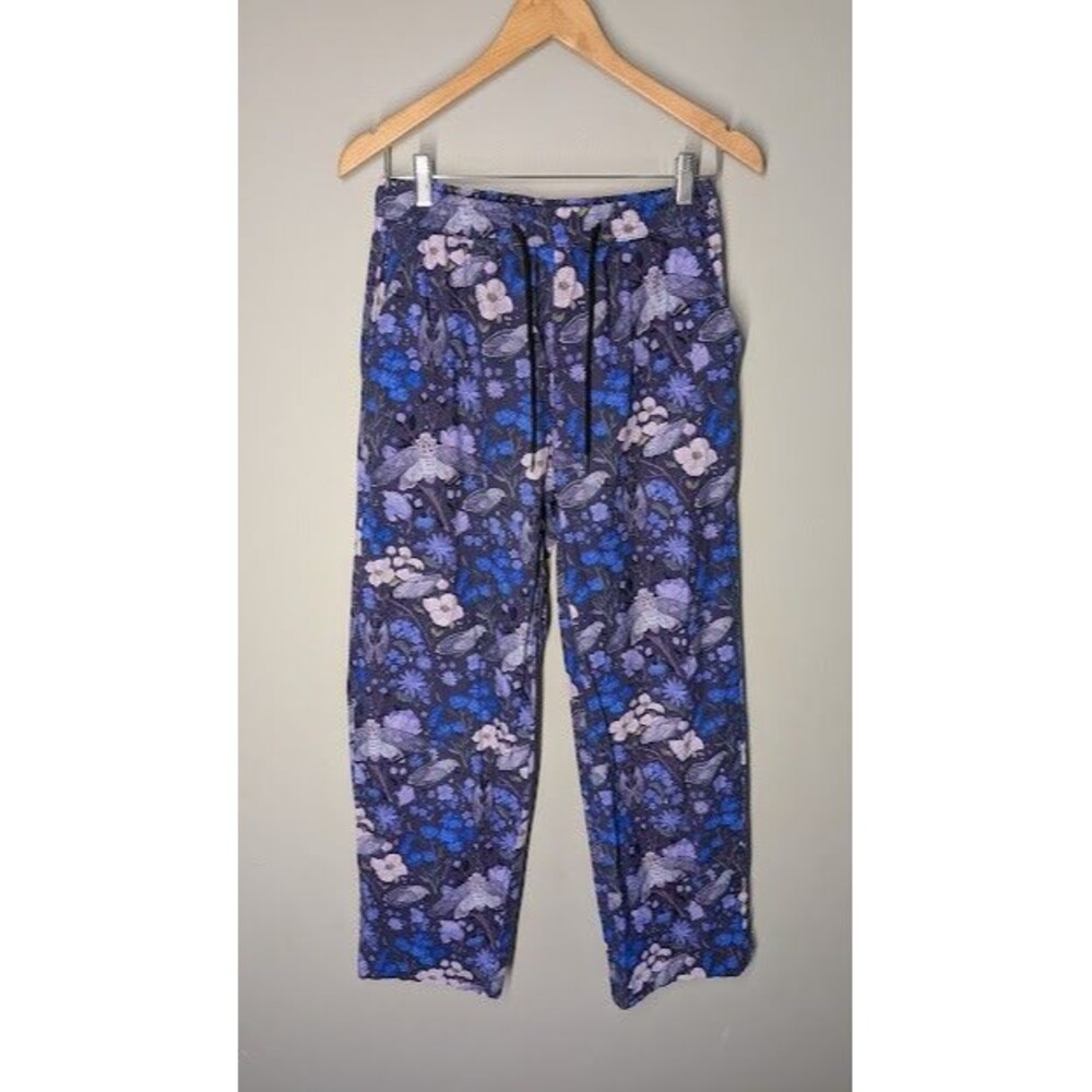 Morning Witch Symphony Cicadas Purple Floral Straight Leg Festival Pants Size M